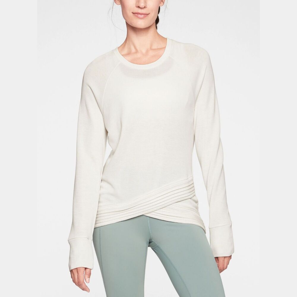 Athleta Serenity Criss Cross Sweatshirt Womens XXS White Modal Activewear